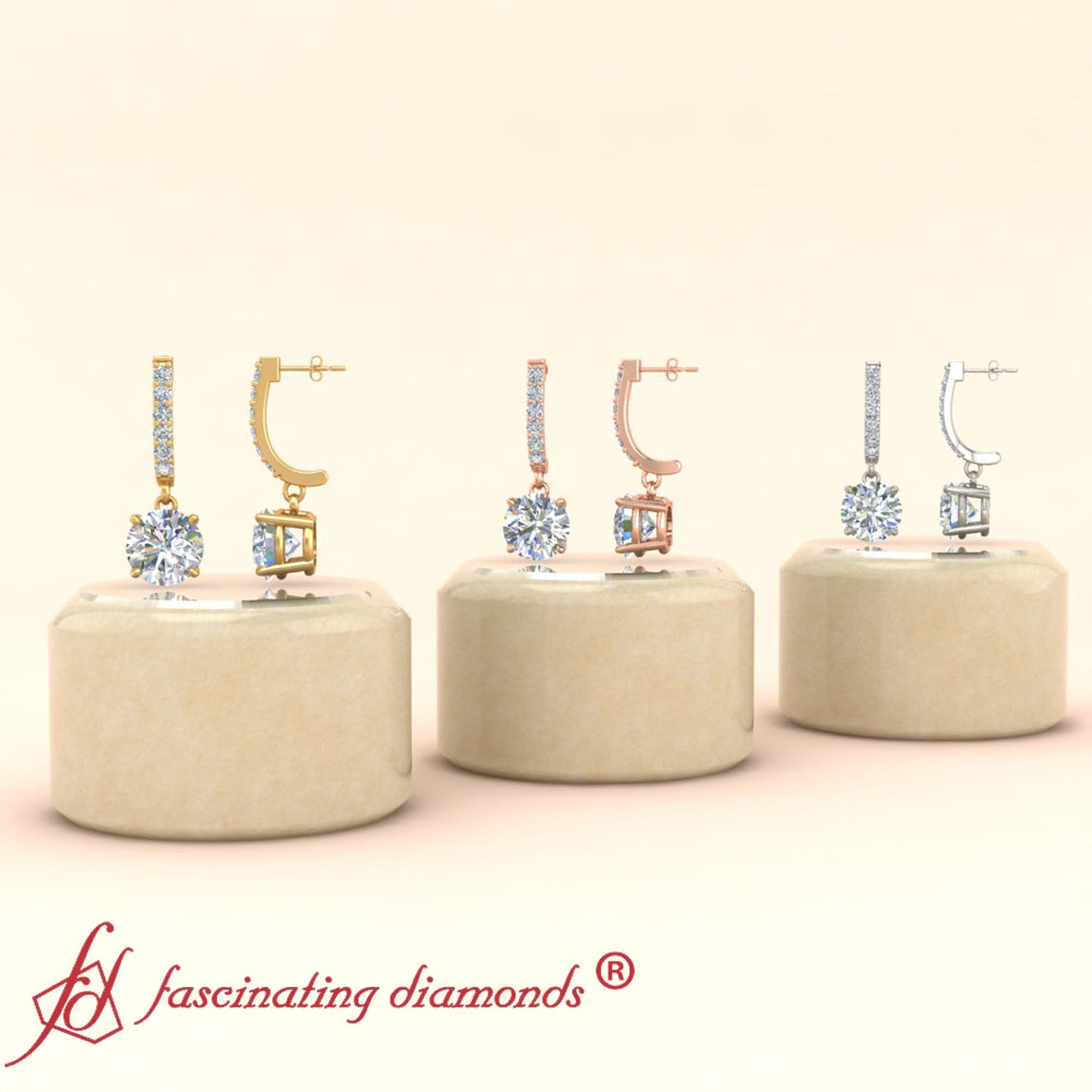 1 Carat Solitaire Diamond Drop Earrings