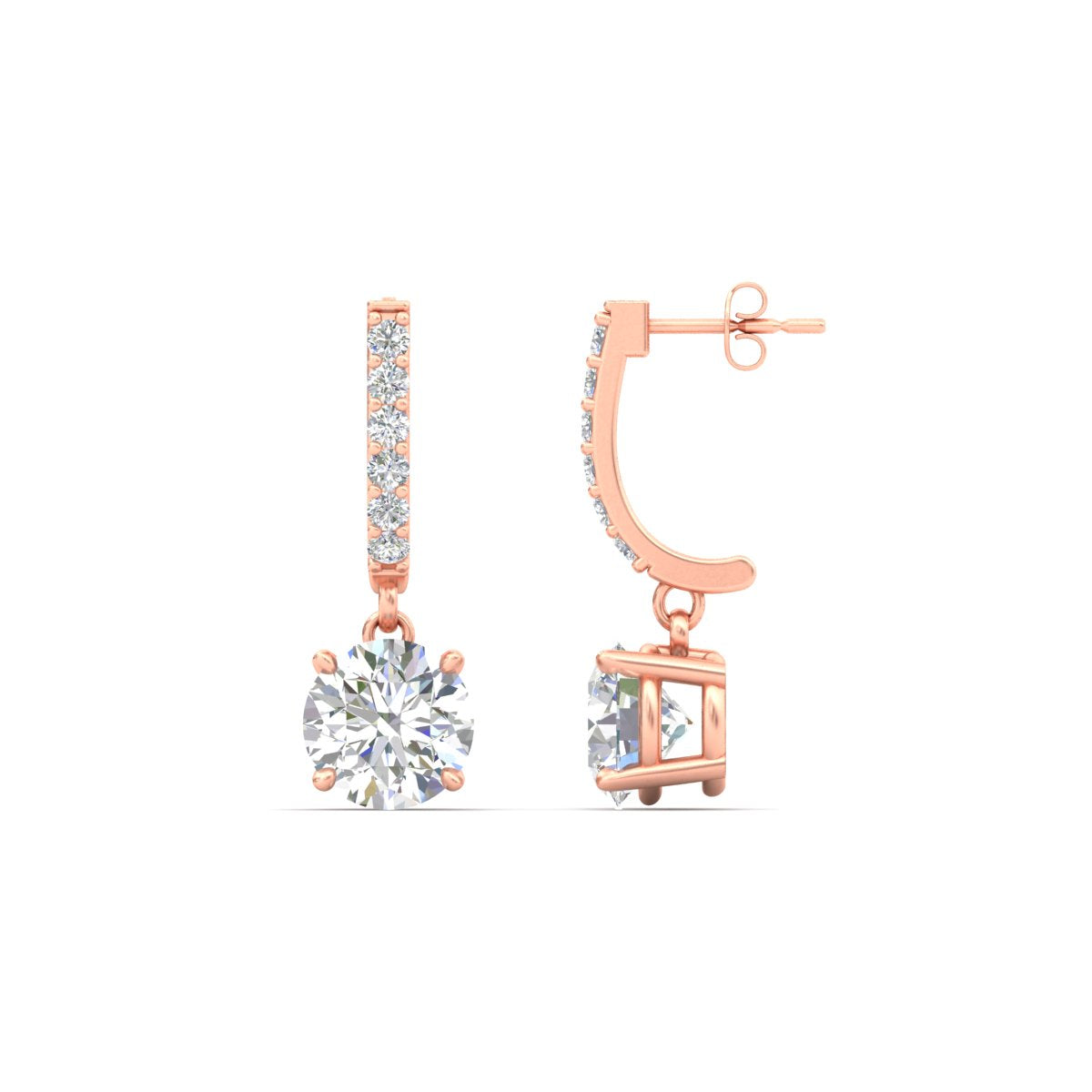 1 Carat Solitaire Diamond Drop Earrings