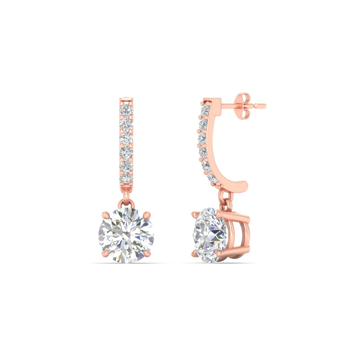 1 Carat Solitaire Diamond Drop Earrings