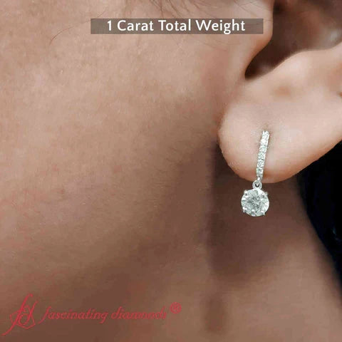 1 Carat Solitaire Diamond Drop Earrings