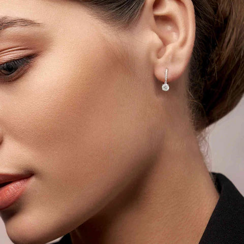 1 Carat Solitaire Diamond Drop Earrings