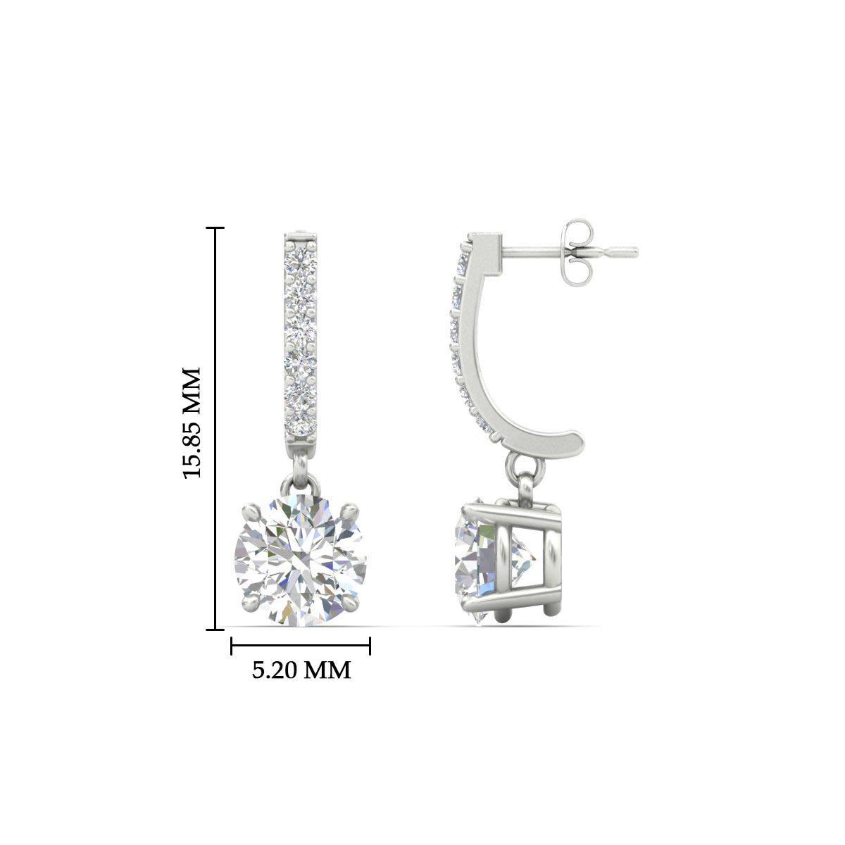 1 Carat Solitaire Diamond Drop Earrings