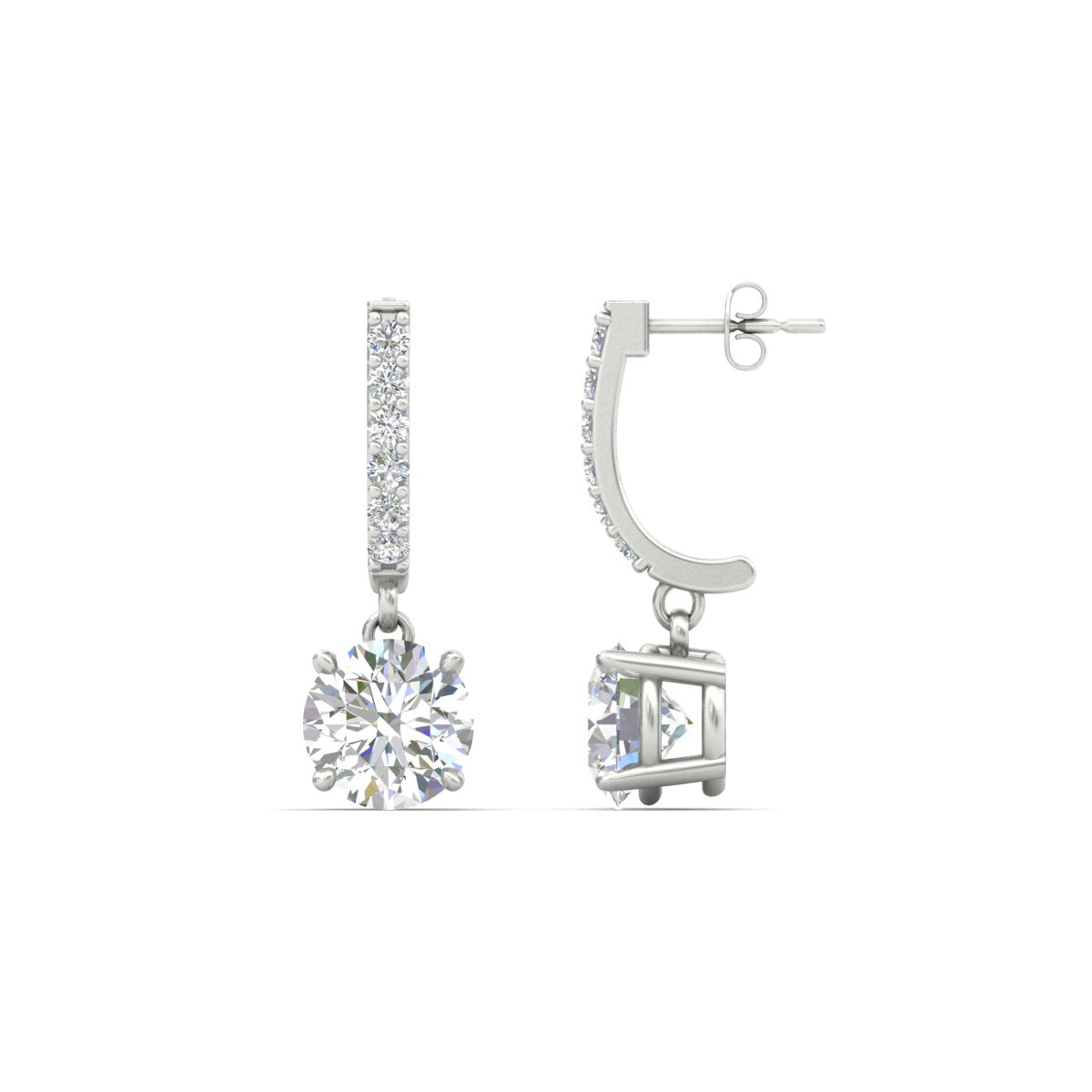 1 Carat Solitaire Diamond Drop Earrings