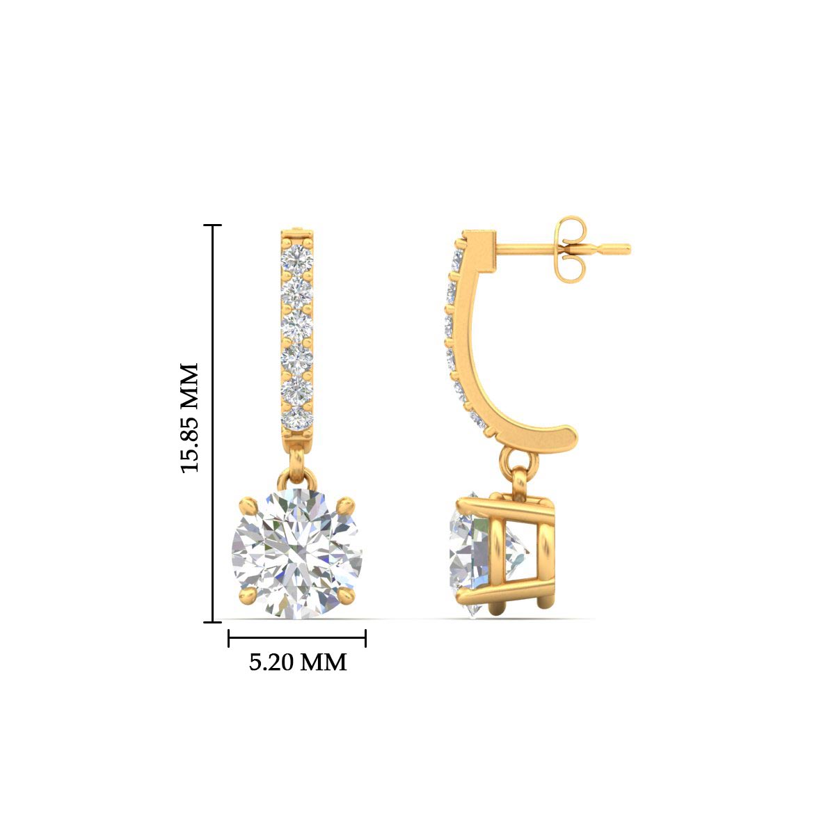 1 Carat Solitaire Diamond Drop Earrings