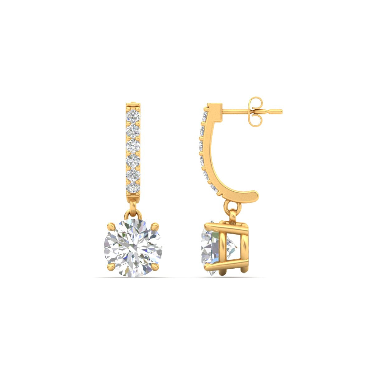 1 Carat Solitaire Diamond Drop Earrings