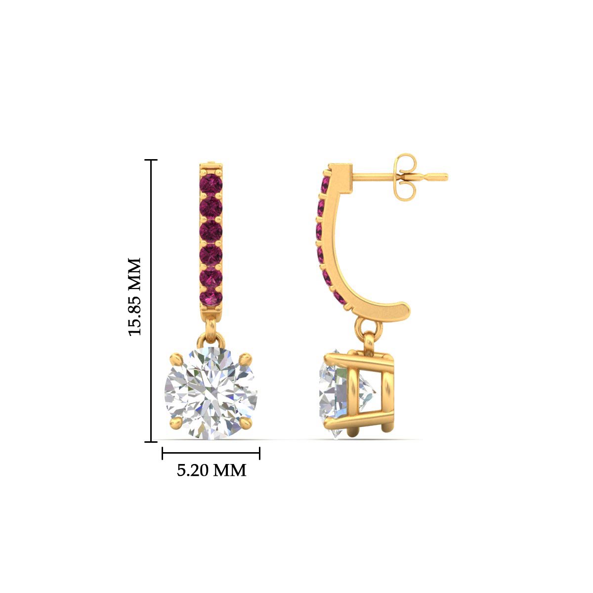 1 Carat Solitaire Diamond Drop Earrings