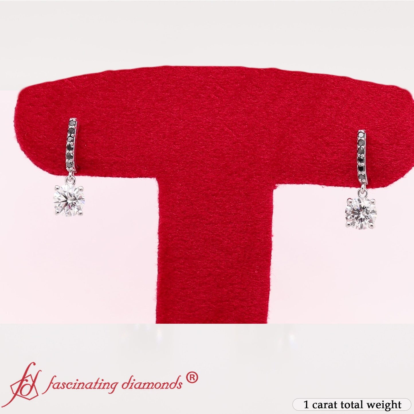 1 Carat Solitaire Diamond Drop Earrings