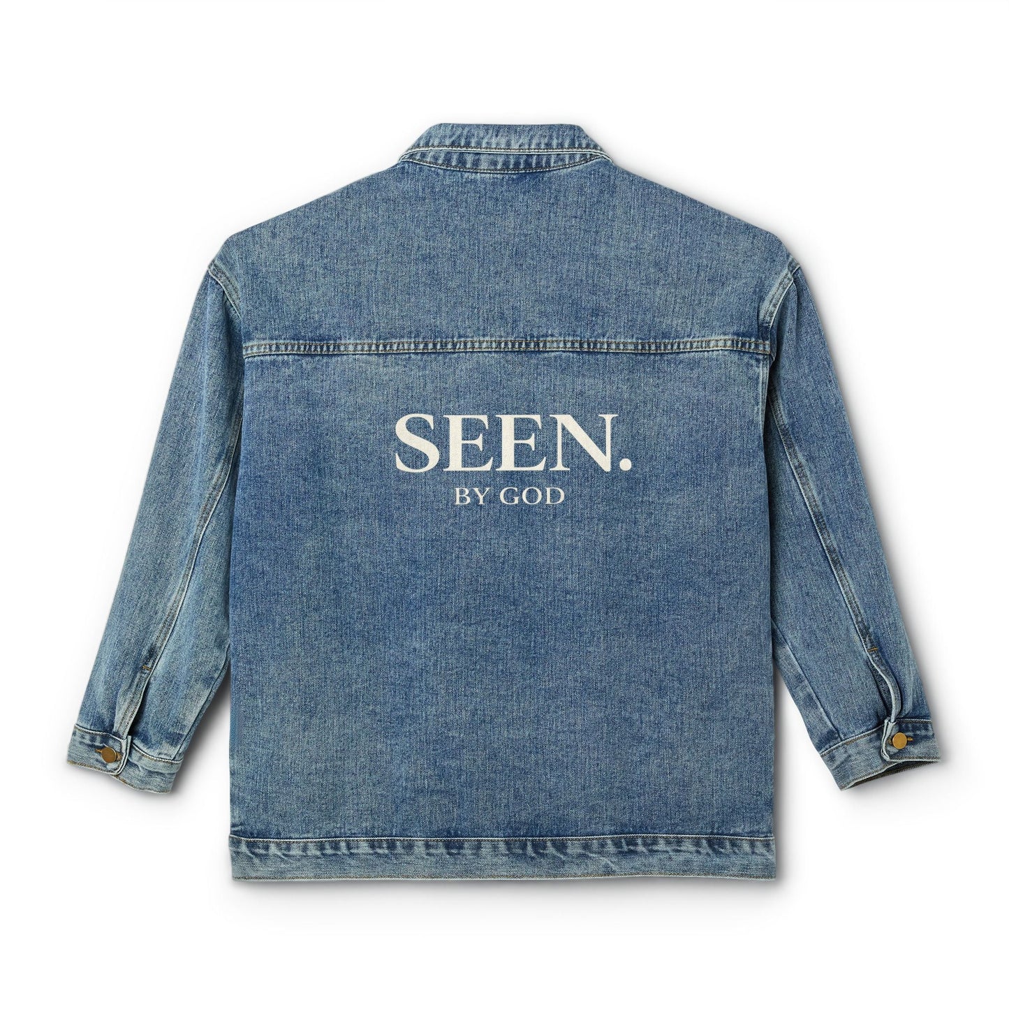 SEEN. BY GOD Women's Oversized Denim Jacket — Faith Statement Streetwear