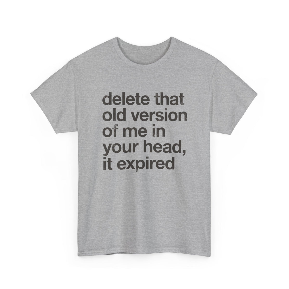 Statement Tee — “delete that old version of me in your head, it expired” Minimalist Typography T-Shirt
