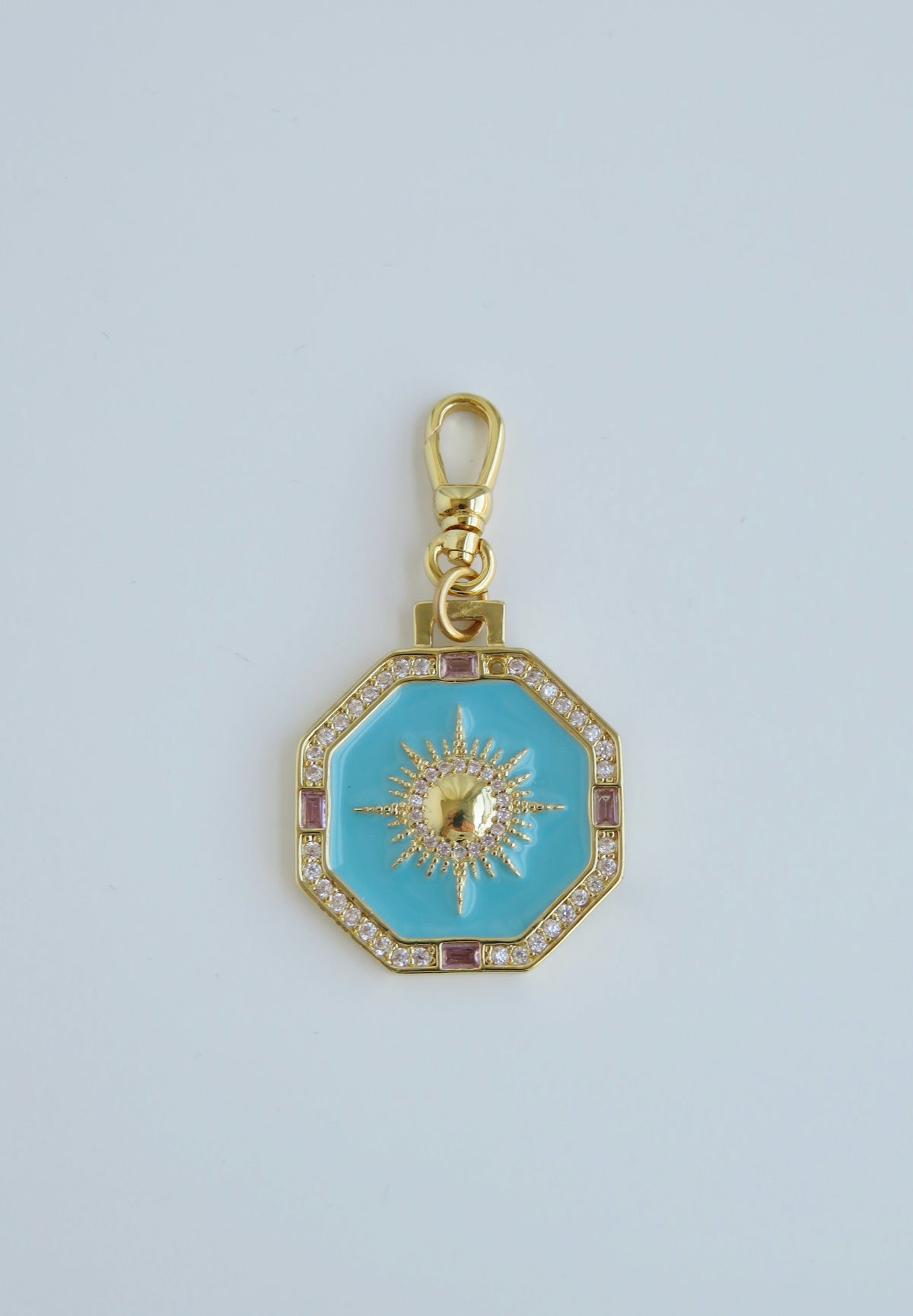 Turquoise Ray of Light Sun Pendant - Swivel Clasp