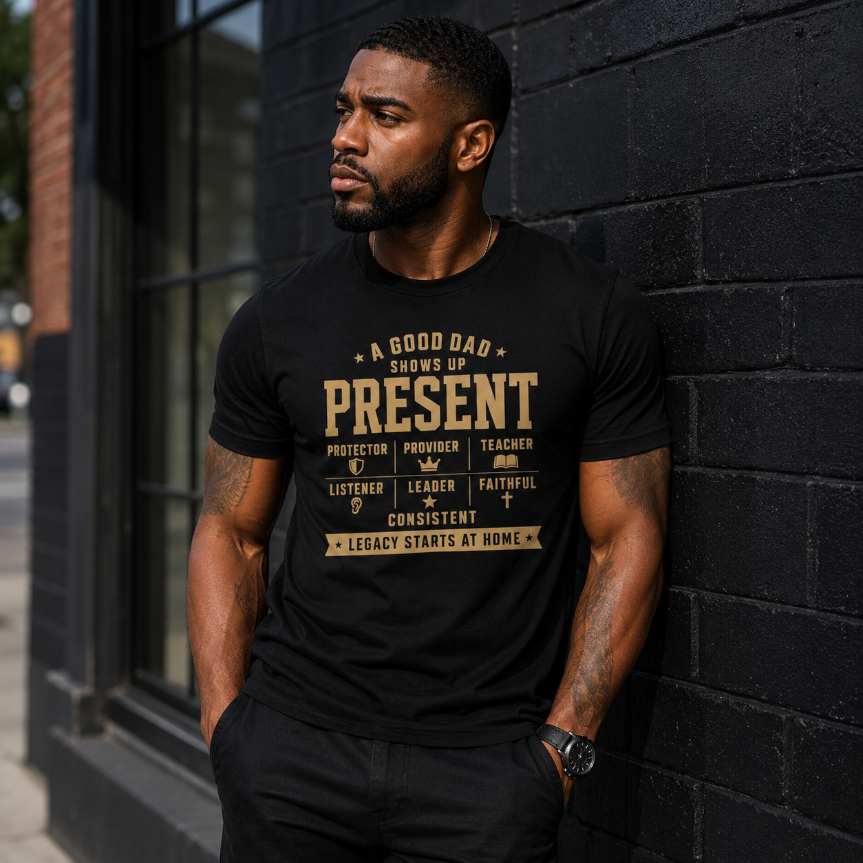 Present Dad Tee — A Good Dad Shows Up