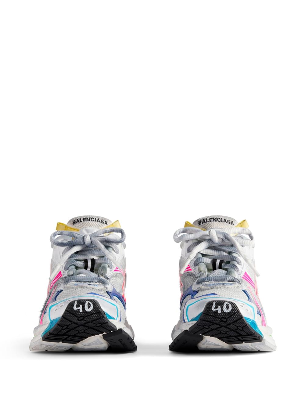 Balenciaga Women Mesh And Nylon Multicolor Worn-Out Effect Runner Sneakers