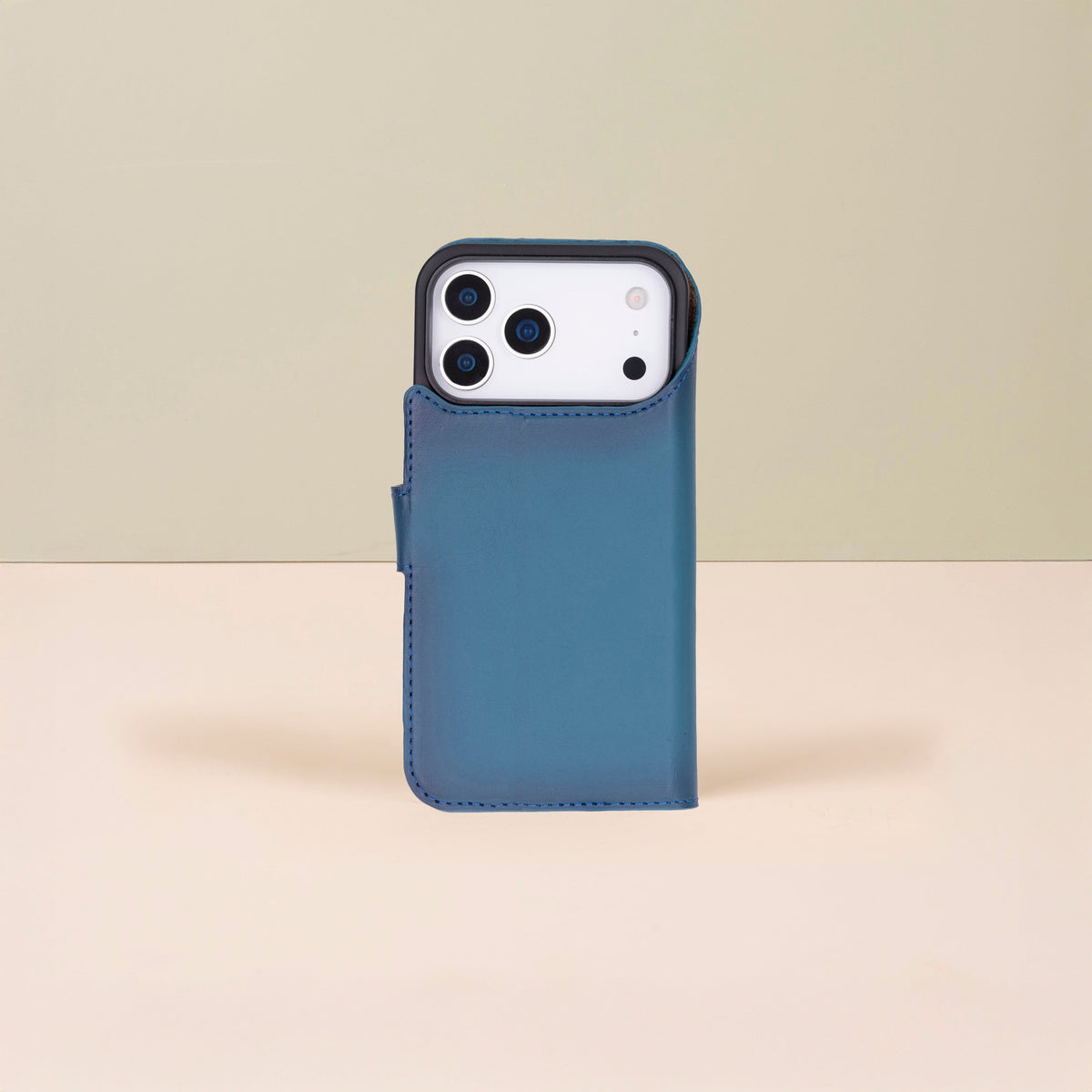 Leather iPhone 17 Pro Wallet Case – Blue - Austin