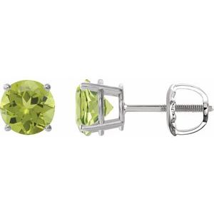 Sterling Silver 7 mm Natural Peridot Earrings