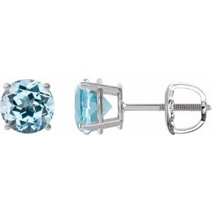 Sterling Silver 8 mm Natural Sky Blue Topaz Earrings