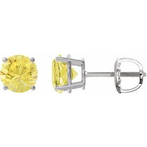 Sterling Silver 7 mm Lab-Grown Yellow Sapphire Earrings