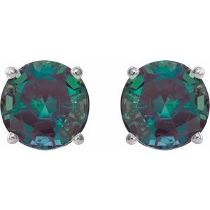 Sterling Silver 8 mm Lab-Grown Alexandrite Earrings