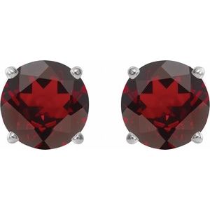 Sterling Silver 7 mm Natural Mozambique Garnet Earrings