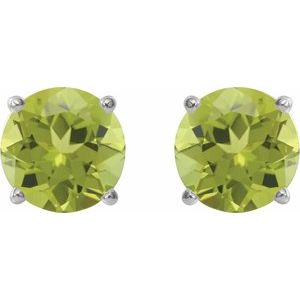 Sterling Silver 6 mm Natural Peridot Earrings