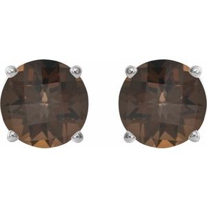 Sterling Silver 7 mm Natural Smoky Quartz Earrings