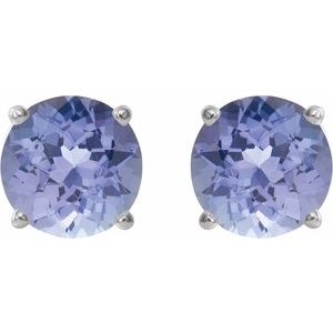Sterling Silver 7 mm Natural Tanzanite Earrings