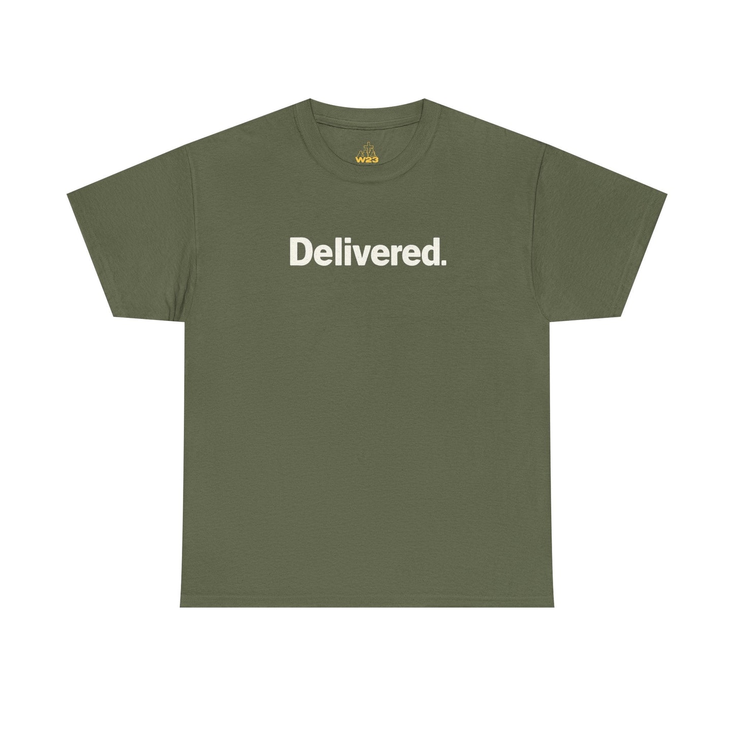 Delivered. Heaven Sent Christian T-Shirt — Faith-Based Graphic Tee with Back Label Design