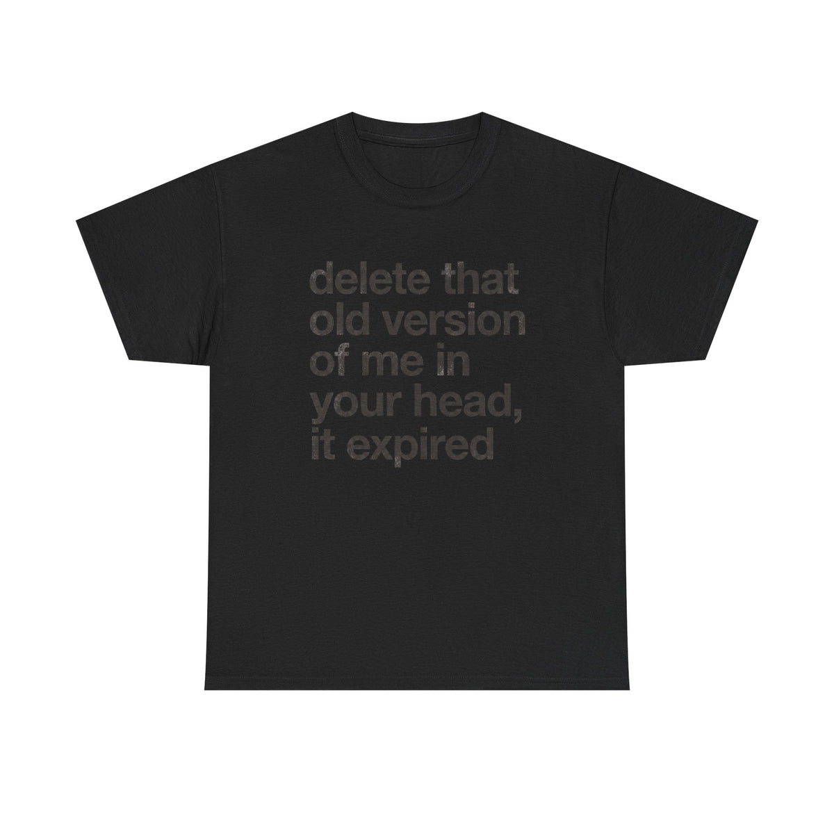 Statement Tee — “delete that old version of me in your head, it expired” Minimalist Typography T-Shirt
