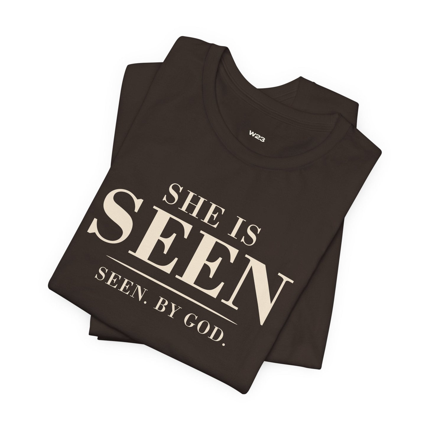 She Is SEEN. — "Seen, by God" Women's Faith Tee