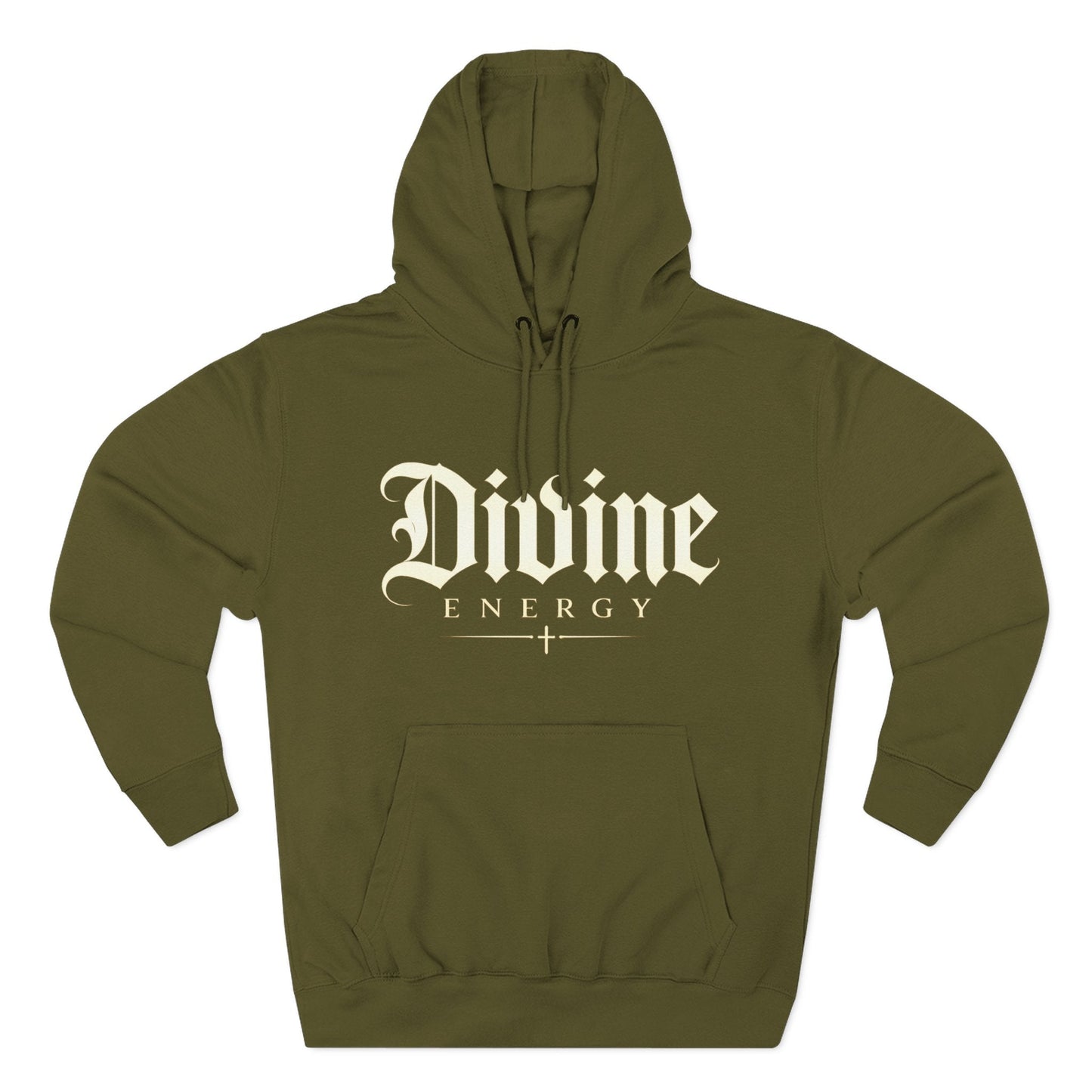 Divine Energy Hoodie — Gothic Script Faith Graphic | Wear Your Worship