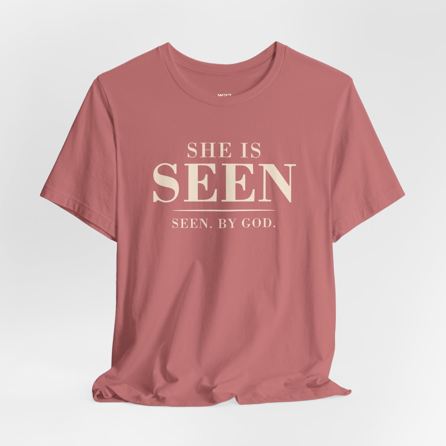 She Is SEEN. — "Seen, by God" Women's Faith Tee