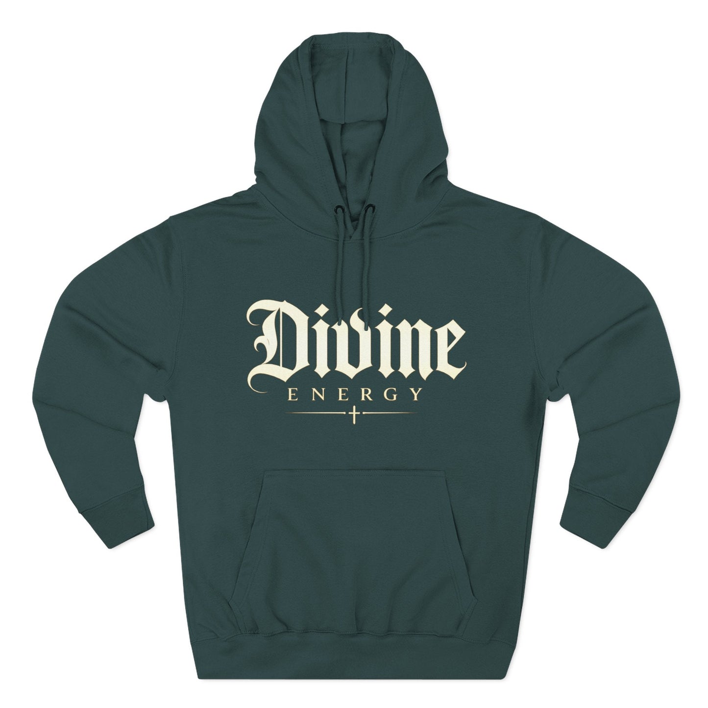 Divine Energy Hoodie — Gothic Script Faith Graphic | Wear Your Worship