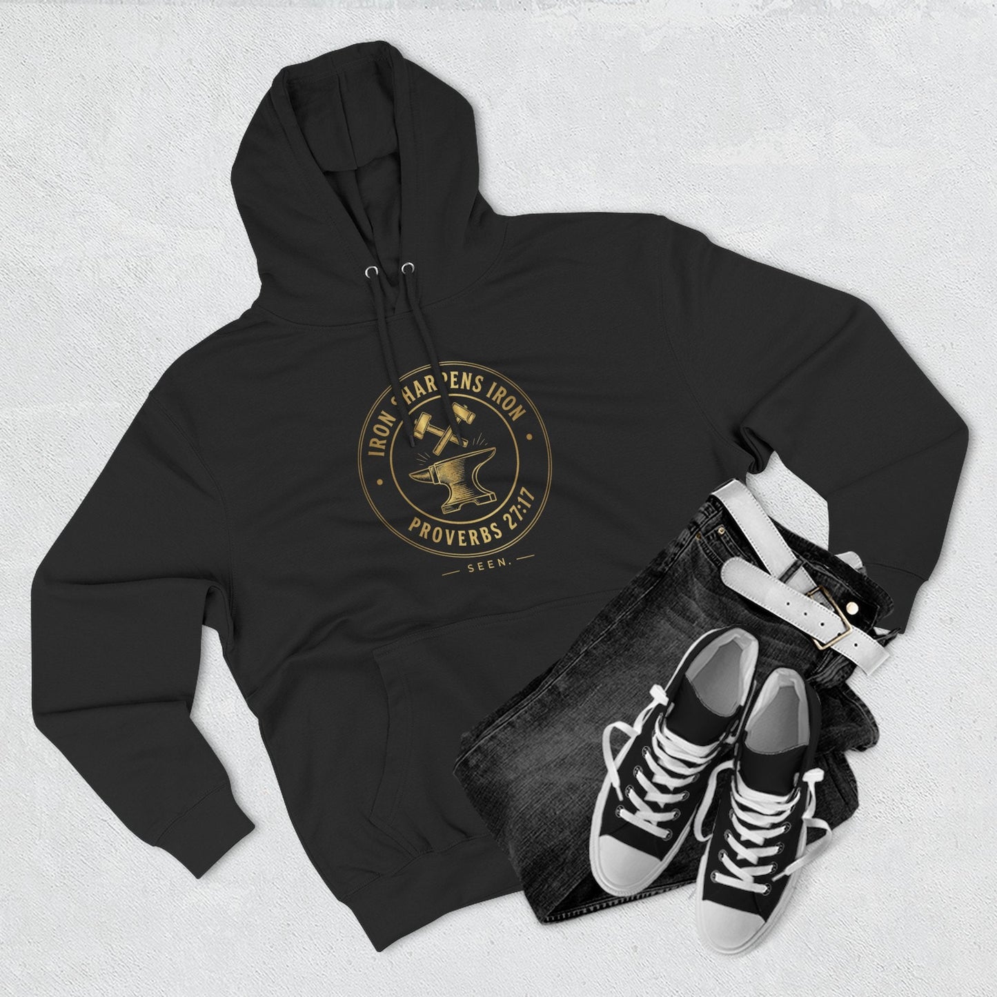 Iron Sharpens Iron Hoodie — SEEN. Brotherhood | Wear Your Worship
