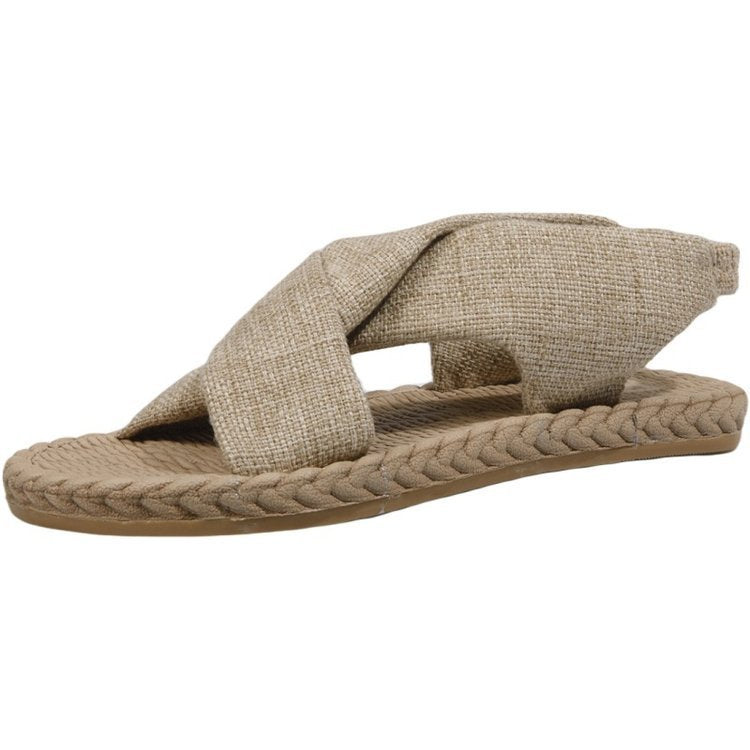 Elastic Band Cross Flat Women's Shoes