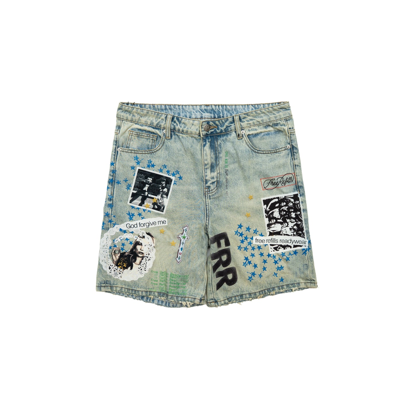 Collage Denim Jorts - Blue
