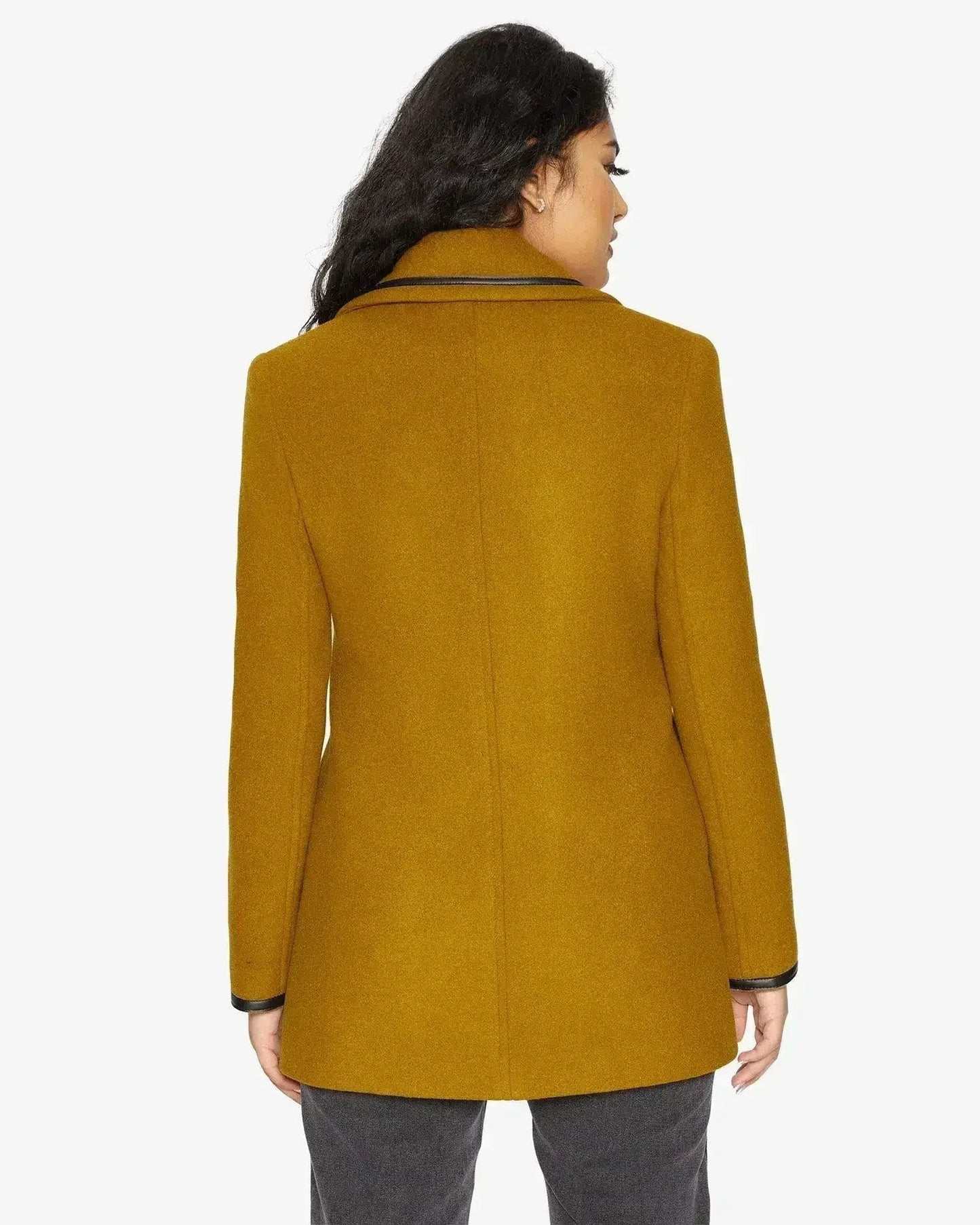 Wool Blend Contrast Trim Coat (1920)
