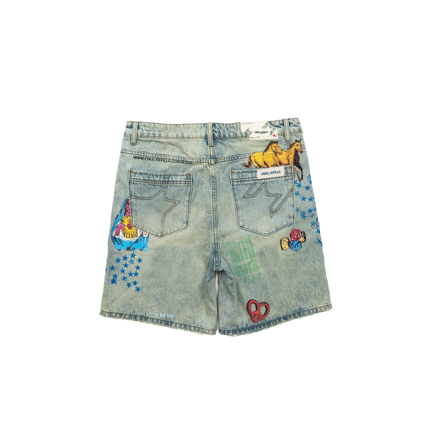 Collage Denim Jorts - Blue