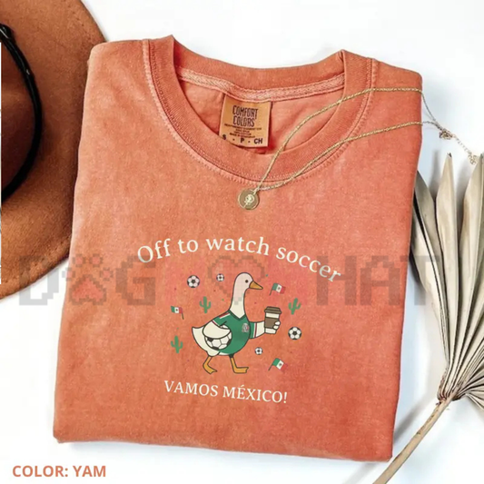 "Off To Watch Soccer" Funny Mexico Duck T-Shirt