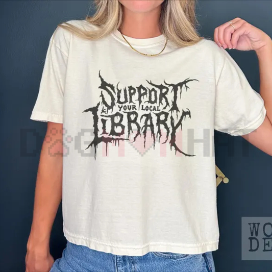 "Support Your Local Library" Death Gothic Print T-Shirt