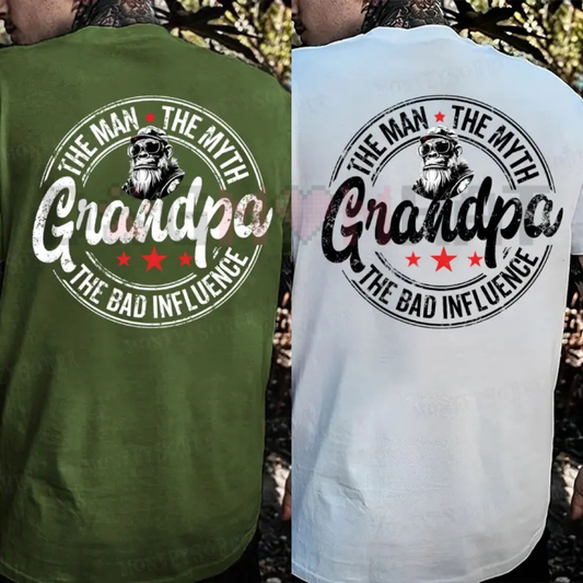 "The Man, The Myth, The Bad Influence" Grandpa T-Shirt