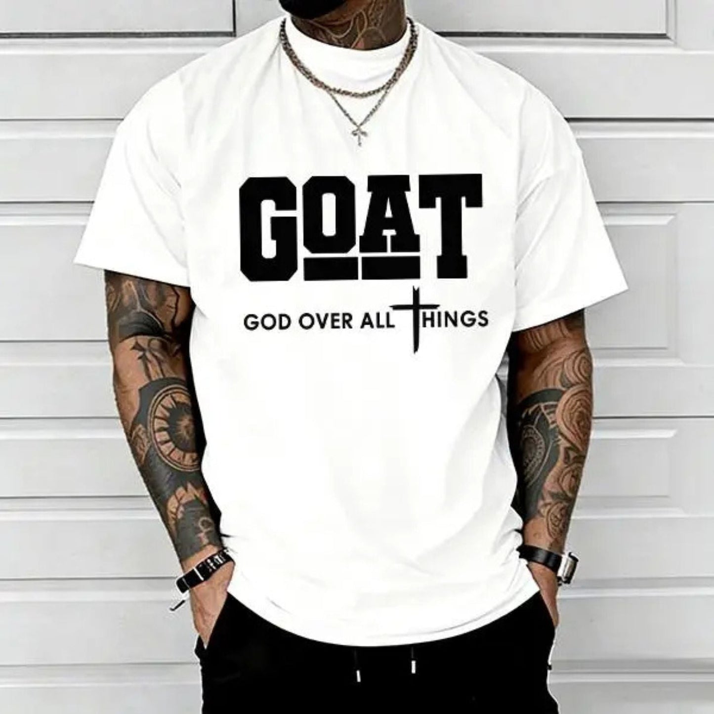 "GOAT" God Over All Things T-Shirt – Christian Faith Graphic Tee, Unisex Cotton Shirt