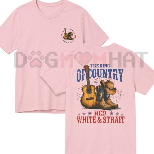 "The King of Country" T-Shirt – Red, White & Strait Tee