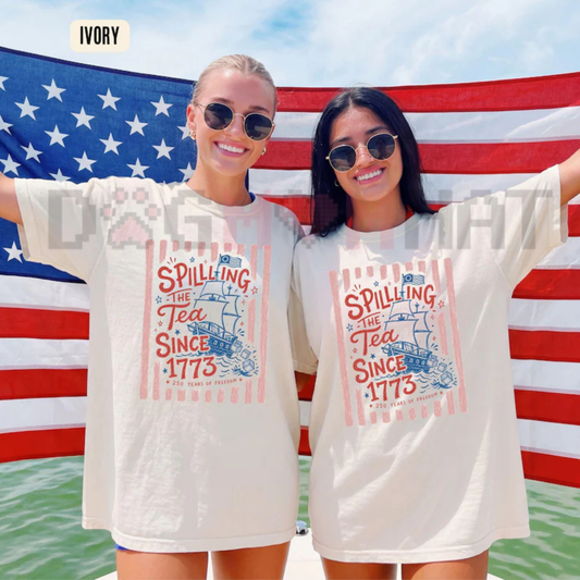 "Spilling The Tea Since 1773" T-Shirt – Preppy Patriotic Tee