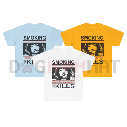 "Smoking Kills" Retro Manga Style Graphic T-Shirt
