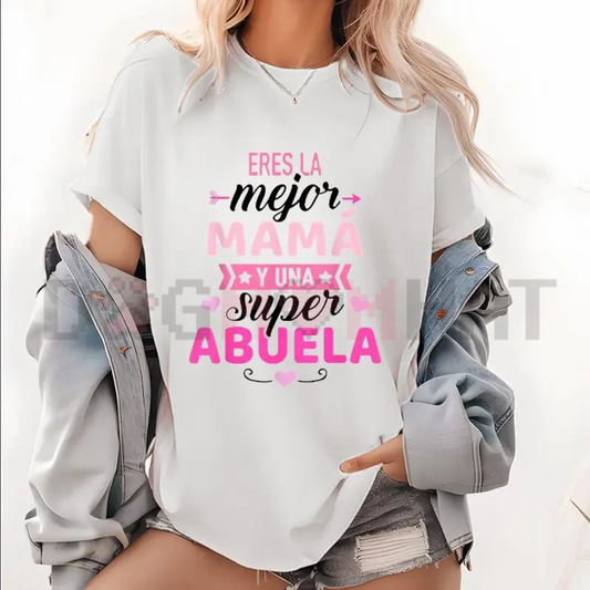 "Mejor Mamá" Mother’s Day T-Shirt – Black & Pink Letter Print Tee