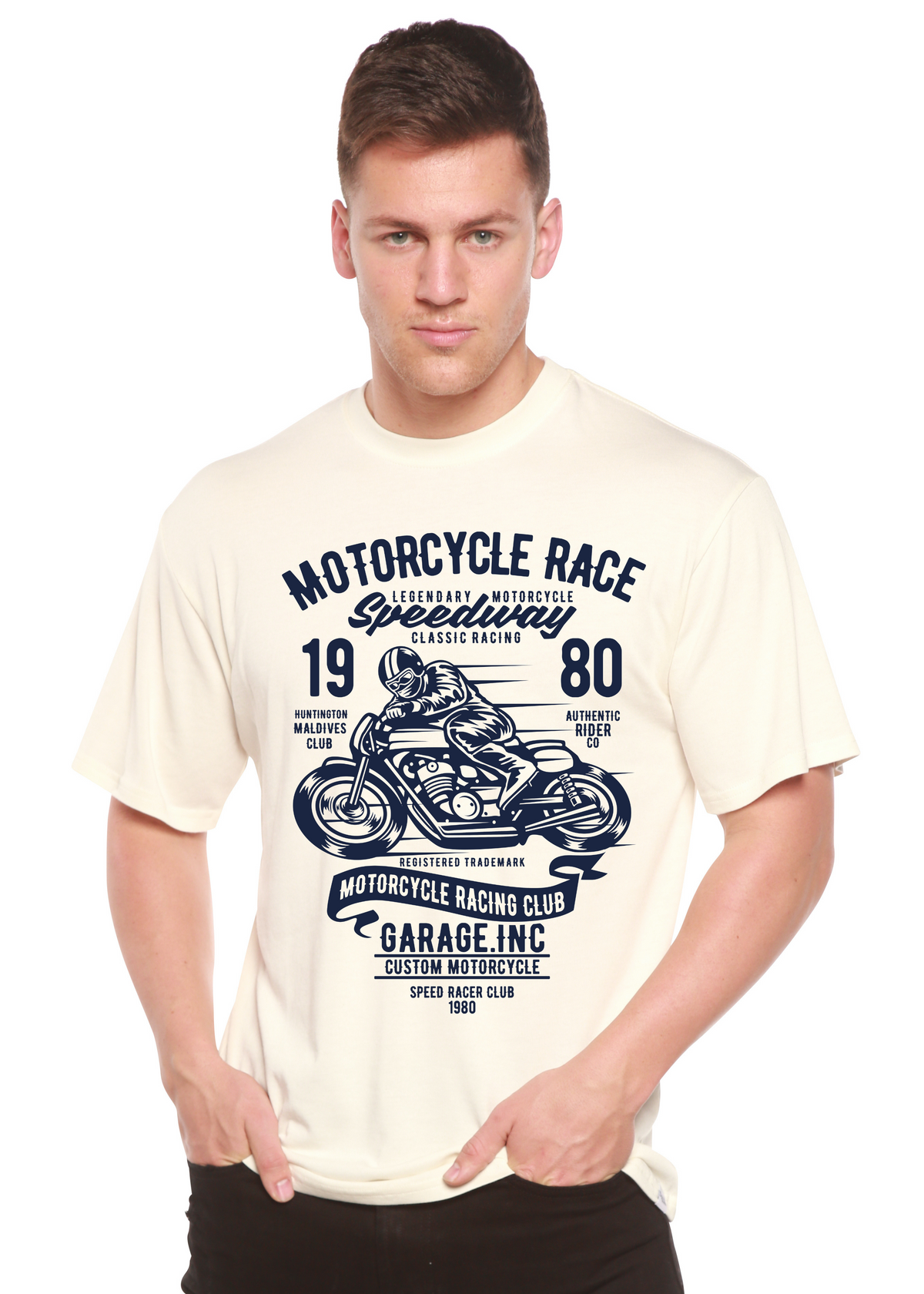 Motorcycles Race Men's Bamboo Viscose/Organic Cotton Short Sleeve Graphic T-Shirt