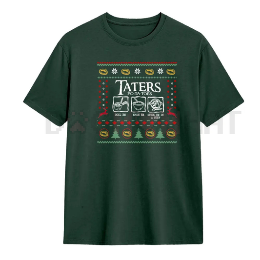 "PO-TA-TOES!" Ugly Christmas T-Shirt – Unisex Funny Samwise Gamgee Quote Tee