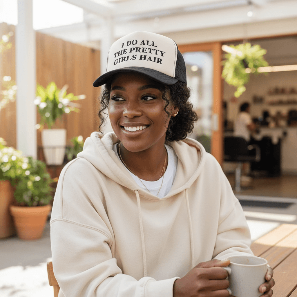 I Do All the Pretty Girls Hair Embroidered Adjustable Five-Panel Twill Hat
