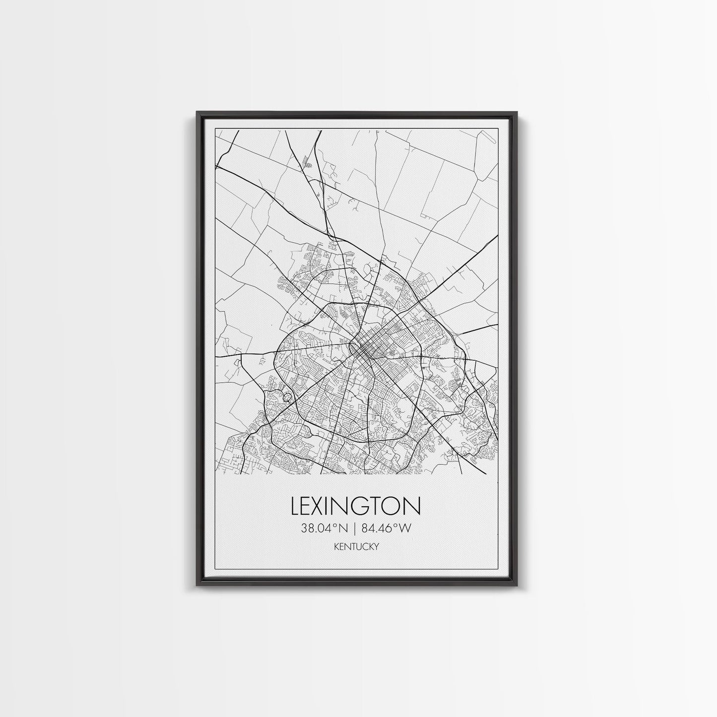 Lexington Street Map, Kentucky Map, City Map Art, Modern Wall Art, Wall Art, Canvas Print, Travel Wall Art, Dorm Room Décor, Engagement Gift