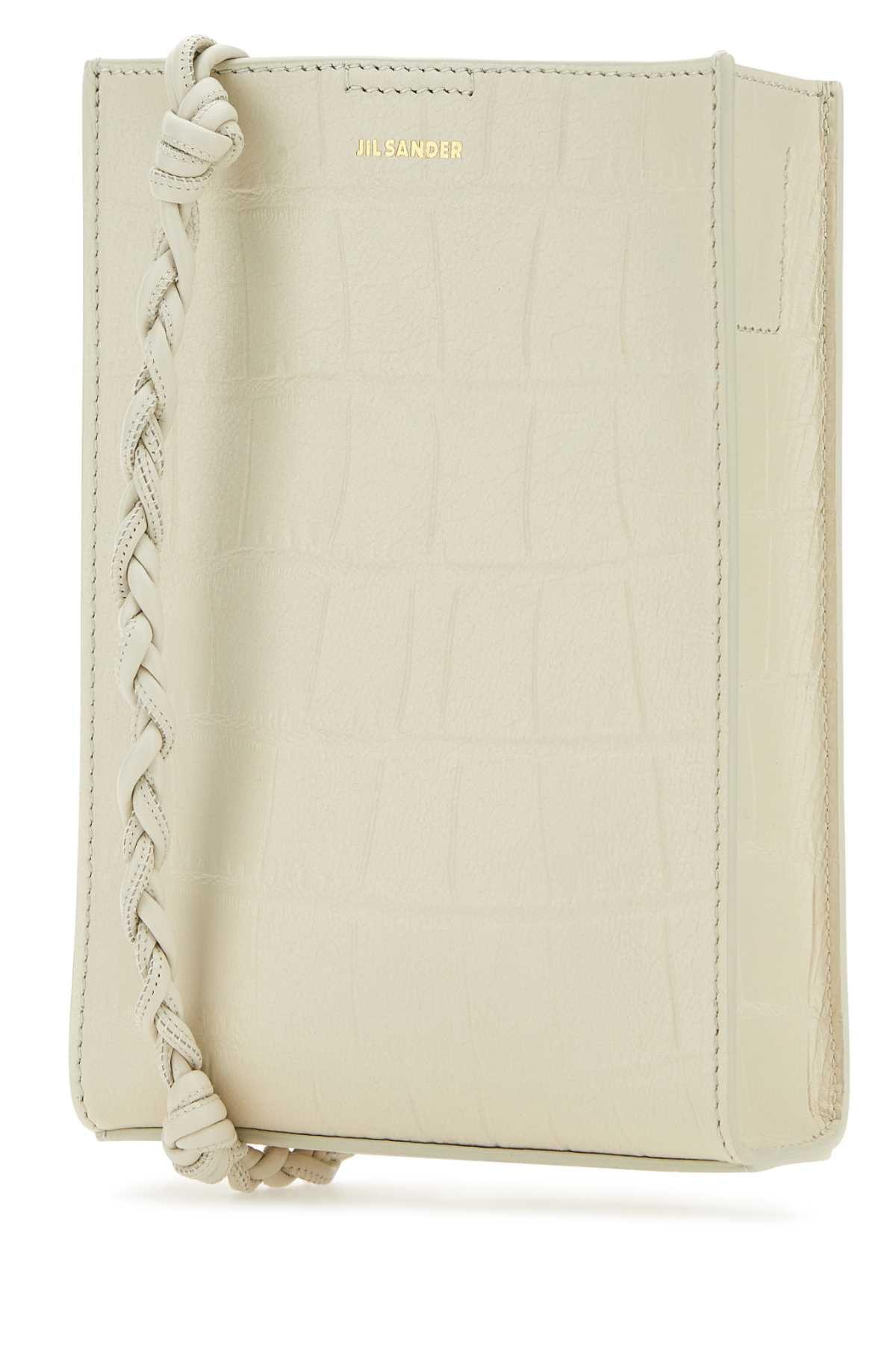 Jil Sander Women Ivory Leather Shoulder Bag