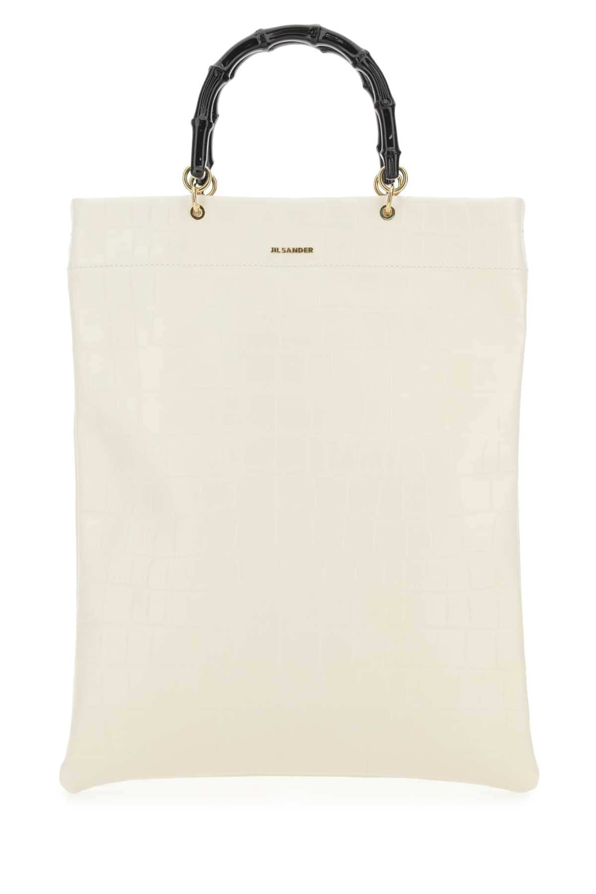 Jil Sander Women Ivory Leather Medium Shopping Bag
